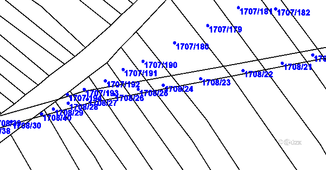 Parcela st. 1708/24 v KÚ Stavěšice, Katastrální mapa