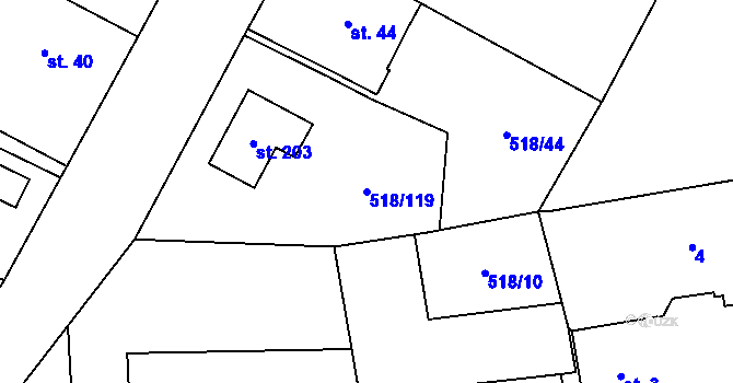 Parcela st. 518/119 v KÚ Stéblová, Katastrální mapa