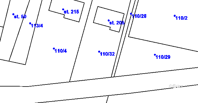 Parcela st. 110/32 v KÚ Stéblová, Katastrální mapa