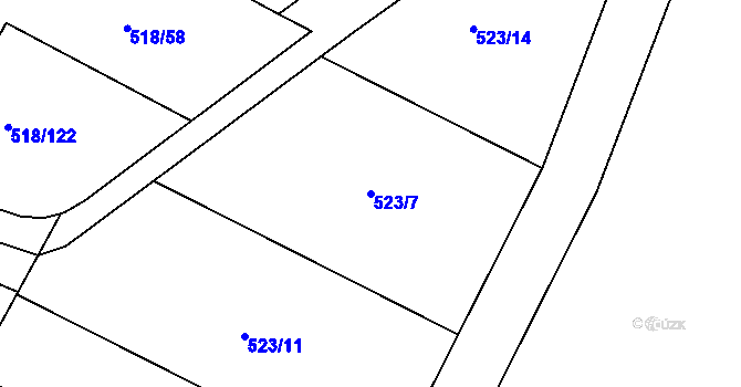 Parcela st. 523/7 v KÚ Stéblová, Katastrální mapa