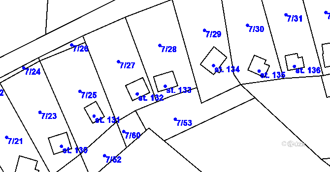 Parcela st. 133 v KÚ Stéblová, Katastrální mapa