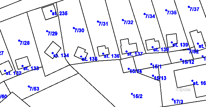 Parcela st. 136 v KÚ Stéblová, Katastrální mapa