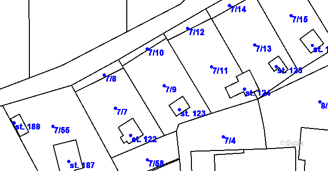 Parcela st. 7/9 v KÚ Stéblová, Katastrální mapa