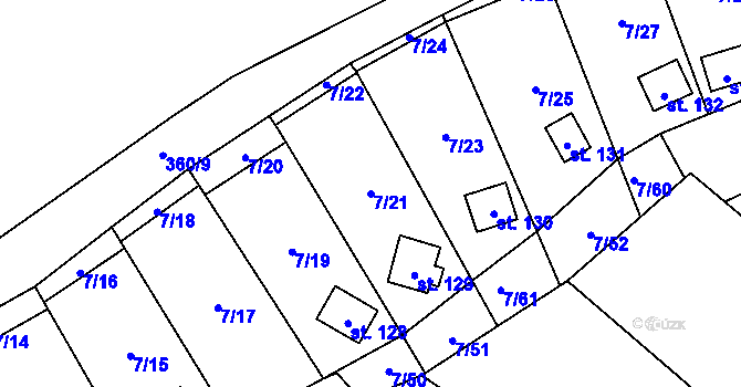 Parcela st. 7/21 v KÚ Stéblová, Katastrální mapa