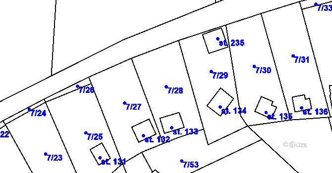 Parcela st. 7/28 v KÚ Stéblová, Katastrální mapa