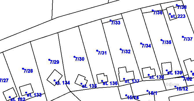 Parcela st. 7/31 v KÚ Stéblová, Katastrální mapa