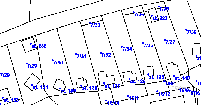 Parcela st. 7/32 v KÚ Stéblová, Katastrální mapa