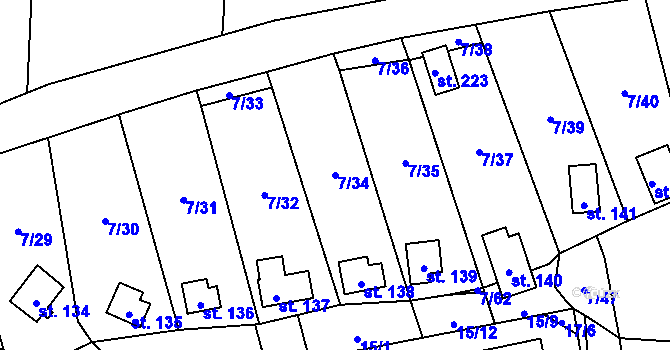 Parcela st. 7/34 v KÚ Stéblová, Katastrální mapa