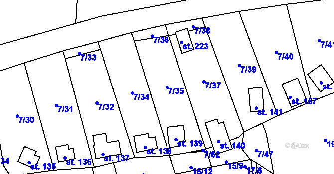 Parcela st. 7/35 v KÚ Stéblová, Katastrální mapa