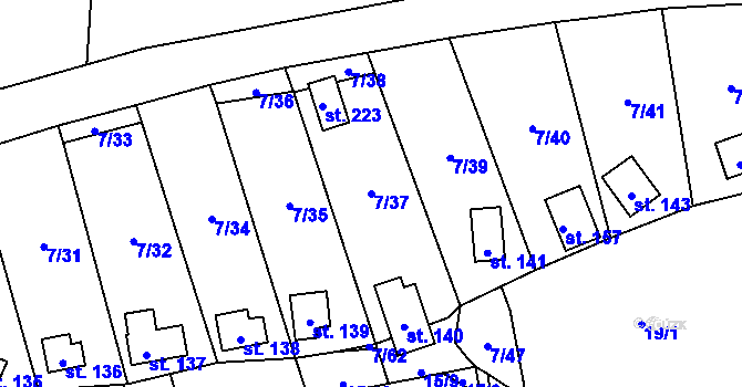 Parcela st. 7/37 v KÚ Stéblová, Katastrální mapa