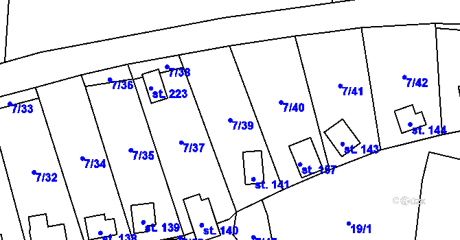 Parcela st. 7/39 v KÚ Stéblová, Katastrální mapa