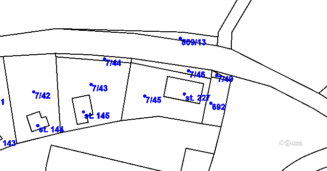 Parcela st. 7/45 v KÚ Stéblová, Katastrální mapa