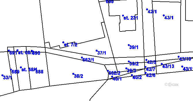 Parcela st. 37/1 v KÚ Stéblová, Katastrální mapa