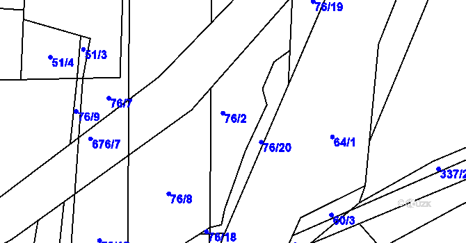 Parcela st. 76/2 v KÚ Stéblová, Katastrální mapa