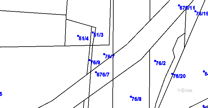 Parcela st. 76/7 v KÚ Stéblová, Katastrální mapa