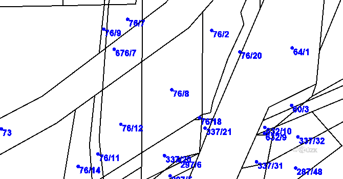 Parcela st. 76/8 v KÚ Stéblová, Katastrální mapa