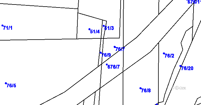 Parcela st. 76/9 v KÚ Stéblová, Katastrální mapa