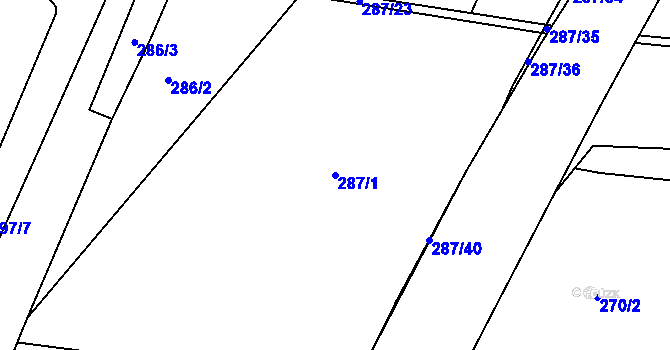 Parcela st. 287/1 v KÚ Stéblová, Katastrální mapa