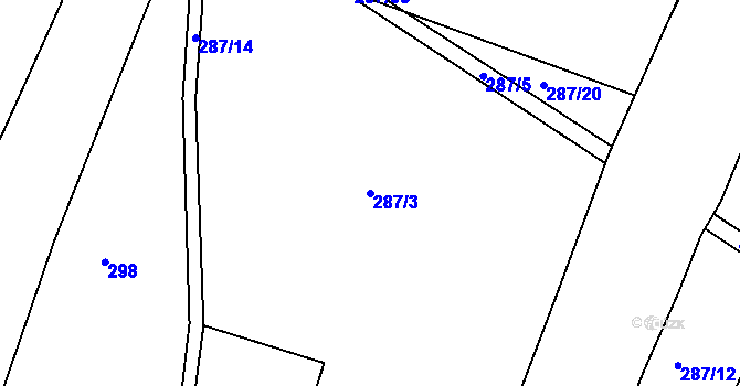 Parcela st. 287/3 v KÚ Stéblová, Katastrální mapa