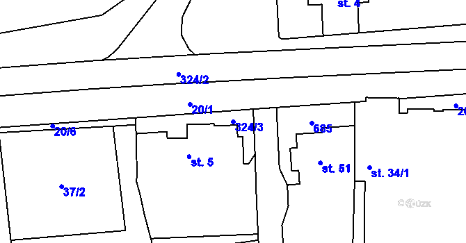 Parcela st. 324/3 v KÚ Stéblová, Katastrální mapa