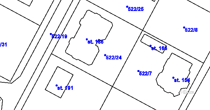 Parcela st. 522/24 v KÚ Stéblová, Katastrální mapa