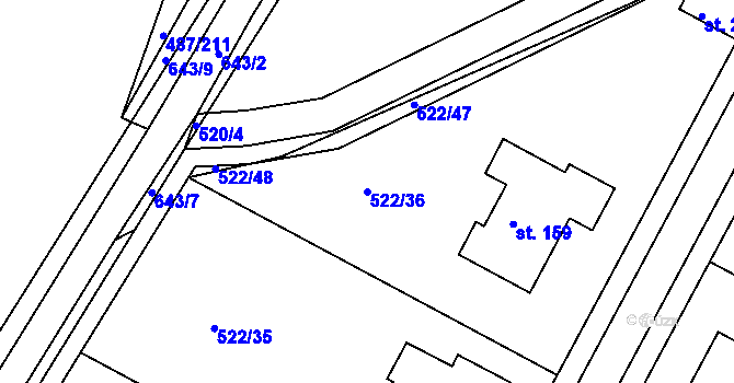 Parcela st. 522/36 v KÚ Stéblová, Katastrální mapa