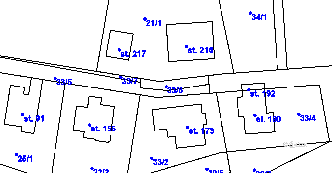 Parcela st. 33/6 v KÚ Stéblová, Katastrální mapa