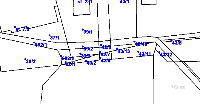 Parcela st. 42/7 v KÚ Stéblová, Katastrální mapa