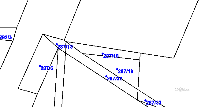 Parcela st. 287/18 v KÚ Stéblová, Katastrální mapa