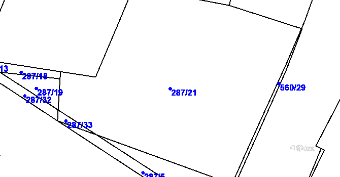 Parcela st. 287/21 v KÚ Stéblová, Katastrální mapa