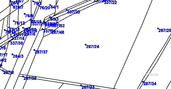 Parcela st. 287/24 v KÚ Stéblová, Katastrální mapa