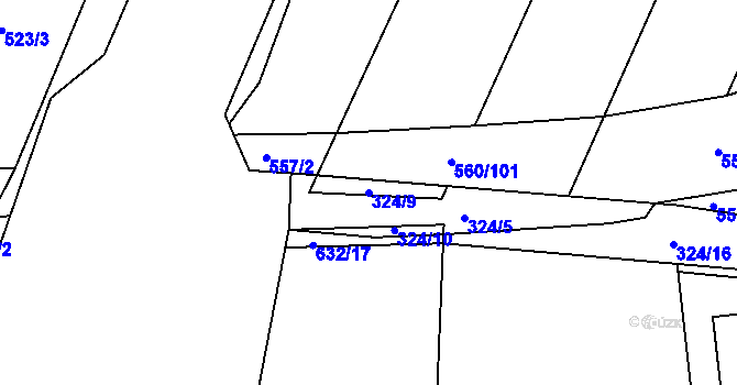 Parcela st. 324/9 v KÚ Stéblová, Katastrální mapa