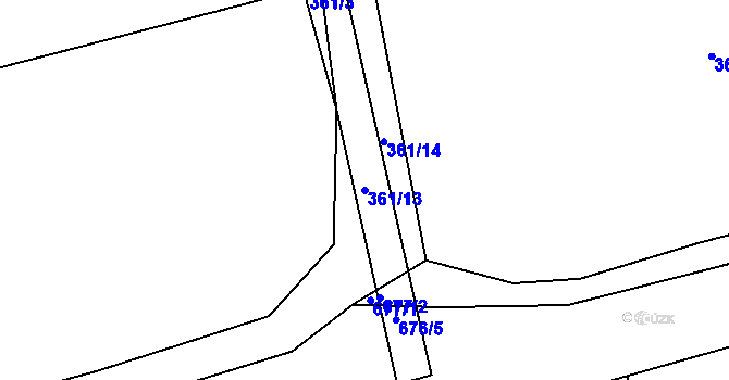 Parcela st. 361/13 v KÚ Stéblová, Katastrální mapa