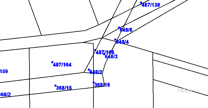 Parcela st. 648/3 v KÚ Stéblová, Katastrální mapa