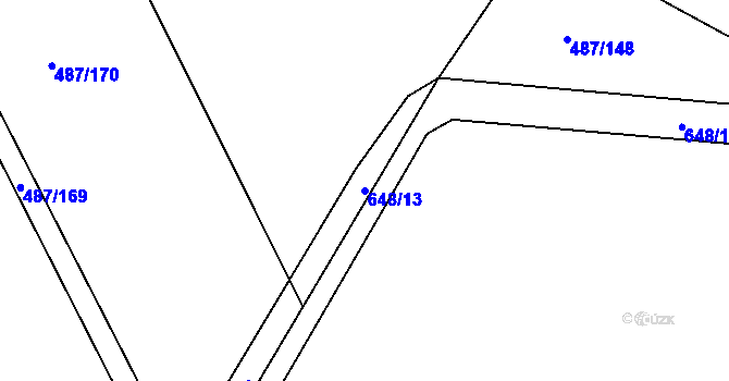 Parcela st. 648/13 v KÚ Stéblová, Katastrální mapa