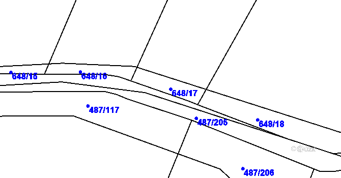 Parcela st. 648/17 v KÚ Stéblová, Katastrální mapa