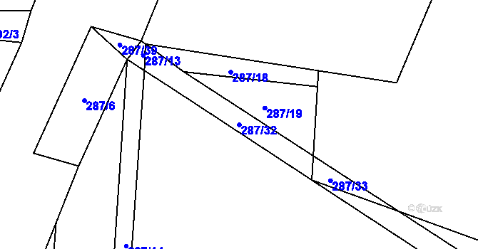 Parcela st. 287/32 v KÚ Stéblová, Katastrální mapa