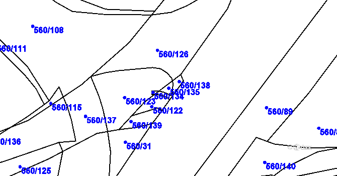 Parcela st. 560/135 v KÚ Stéblová, Katastrální mapa