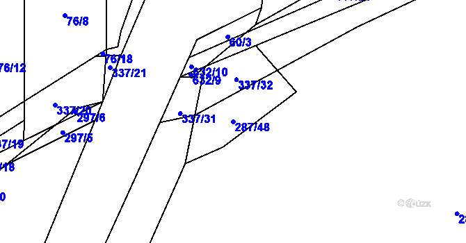 Parcela st. 287/48 v KÚ Stéblová, Katastrální mapa