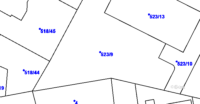 Parcela st. 523/9 v KÚ Stéblová, Katastrální mapa