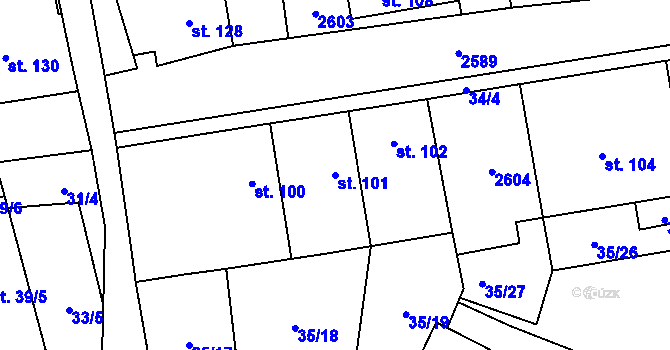 Parcela st. 101 v KÚ Stebno u Petrohradu, Katastrální mapa