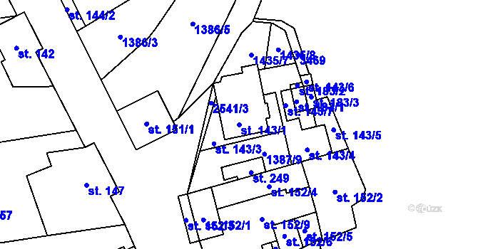 Parcela st. 143/1 v KÚ Stebno u Petrohradu, Katastrální mapa