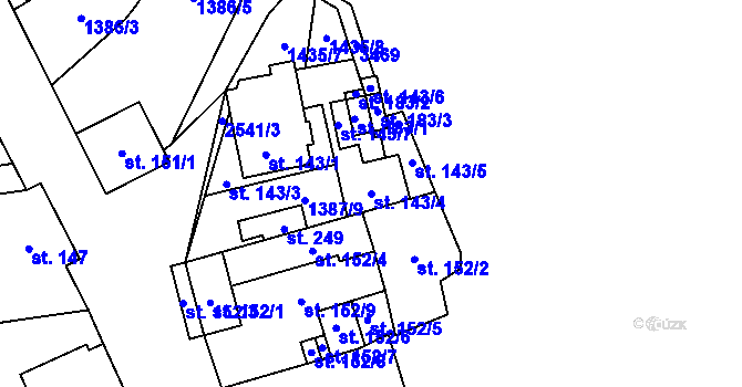 Parcela st. 143/4 v KÚ Stebno u Petrohradu, Katastrální mapa