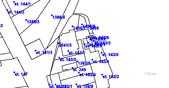 Parcela st. 143/7 v KÚ Stebno u Petrohradu, Katastrální mapa