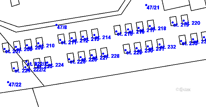 Parcela st. 228 v KÚ Stebno u Petrohradu, Katastrální mapa