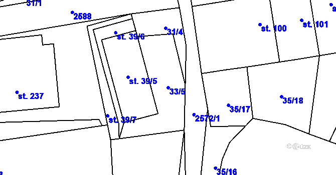 Parcela st. 33/5 v KÚ Stebno u Petrohradu, Katastrální mapa