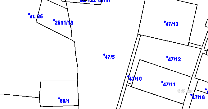 Parcela st. 47/5 v KÚ Stebno u Petrohradu, Katastrální mapa