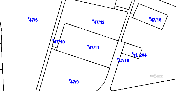 Parcela st. 47/11 v KÚ Stebno u Petrohradu, Katastrální mapa