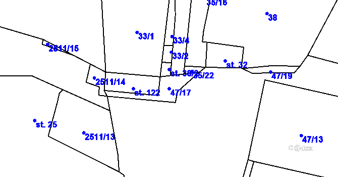 Parcela st. 47/17 v KÚ Stebno u Petrohradu, Katastrální mapa