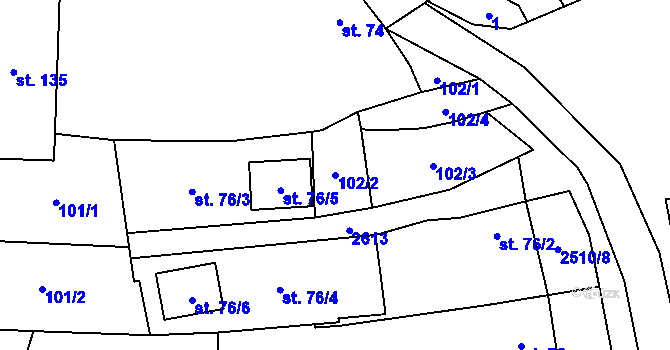 Parcela st. 102/2 v KÚ Stebno u Petrohradu, Katastrální mapa